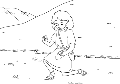 David Gathers Stones For His Sling Coloring Page